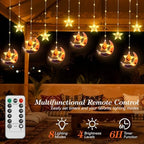 Lewondr Ramadan Curtain String Lights, 138 LEDs Moon Castle Star Lights - Image 2