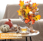 2 Pack Thanksgiving Fall Tabletop Tree Decor Fall Maple Tree with Pumpkins Pinecones LED Battery Operated Rustic Burlap Base Artificial Tabletop Trees for Home Office Autumn Decor - Image 6