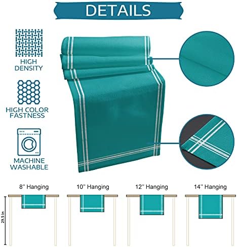 Smile Sunflower Teal Table Runner, Burlap Table Runners 120 inches Long,Farmhouse Style Solid Color Table Runner for Wedding Holiday Party Dinner,Dresser Scarf Decor - Image 7