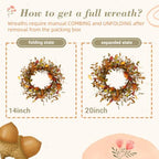 YNYLCHMX 20" Fall Wreath for Front Door, Eucalyptus, Berry and Magnolia - Image 3