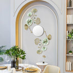 Tandefio 3 Pcs Metal Decorative Wall Mirrors for Living Room Metal Ginkgo Leaf Mirror Modern Creative Wall Decor Art Hanging Decor Mirror for Entrance Bedroom Living Room (Gold Green,16.inches) - Image 6