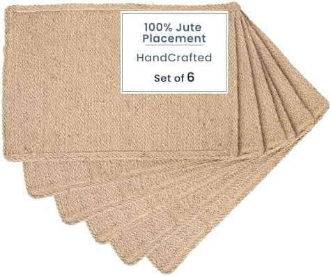 Natural Jute Placemats Burlap Woven Place mats Set of 6, 18x12 by EcoLiving
