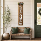 Vertical Wooden Welcome Sign for Front Porch Standing 45x9 Inch Large Wood Frame Outdoor Welcome Sign for Farmhouse Rustic Home Modern Outside Front Door Vertical Decorations(Brown) - Image 7