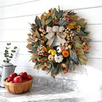 HipTree 24 Inch Fall Wreath for Front Door,Pumpkin Wreath Farmhouse Decor - Image 4