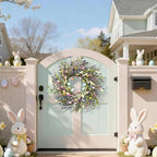 24 Inch Spring Easter Wreath for Front Door with Colorful Egg & Flower - Image 6