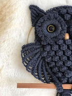 Bohemian Owl Macramé Wall Hanging Pack Of 2-12 x 23 Inch, Black - Image 7