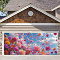 7 * 16FT Summer Garage Door Cover Decorations Sunset Palm Trees Garage Door Banner for Outdoor Indoor Summer Party Photography Backdrop (spring flower, 7 * 16 ft) by ANNAQUEEN
