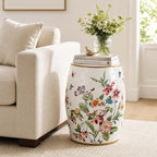Lefedrasticity Ceramic Garden Stool Outdoor Chinoiserie Decorative Drum Stool Indoor Outdoor Side Table Hand Painted Garden Stools Plant Stand for Garden Patio Balcony Living Room Bathroom - Image 2