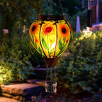 Starsoul Sunflower Hot Air Balloon Solar Lantern Glass Outdoor Hot Air Balloon Solar Flickering Flame Light Hanging Solar Lanterns Outdoor Waterproof Garden Patio Yard Party Decor - Image 3