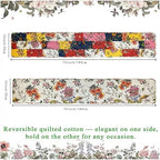 Reversible Patchwork Floral Quilted Table Runner, 13 x 72 Inch - Image 2