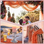 Remagr 12 Pcs Fall Cheesecloth Gauze Table Runners, Gradient Burnt Orange - Image 5