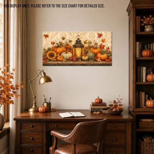 WAXWHELK Fall Canvas Wall Art Rustic Farmhouse Pumpkin Harvest Lantern Painting Pictures Artwork for Autumn Thanksgiving Home Decor Living Room Bedroom, (12"x24") - Image 4
