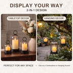 Woanger 3 Set Hurricane Glass Candle Holder with Hook, No Candle, Black - Image 5