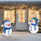 Jenaai 2 Pcs Metal Hanukkah Snowman Yard Signs with Stakes, 16" Outdoor - Image 6