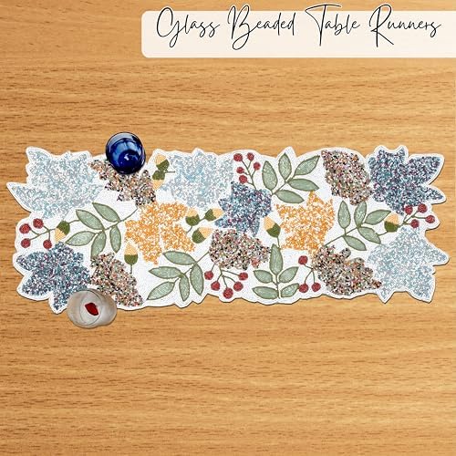 CLEENTABLE Boho Beaded Table Runner, Multicolor Floral, 13x36 - Image 2