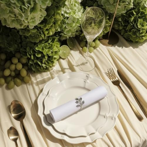 Hotop Set of 250 Fall Leaf Napkin Ring Silver Metal Holders for Table Decor - Image 6
