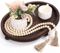 Mumufy 16" x 11.8" Oval Decorative Tray with 58" Bead Garland, Deep Brown by Mumufy