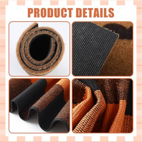 2 Pcs Fall Welcome Mat for Front Door Layered Buffalo Plaid Outdoor Rug - Image 3
