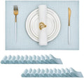 Leetaltree Woven Vinyl Placemats Set of 24, Mist Blue Sequin by Leetaltree-ArtatEveryTable