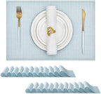 Leetaltree Woven Vinyl Placemats Set of 24, Mist Blue Sequin by Leetaltree-ArtatEveryTable