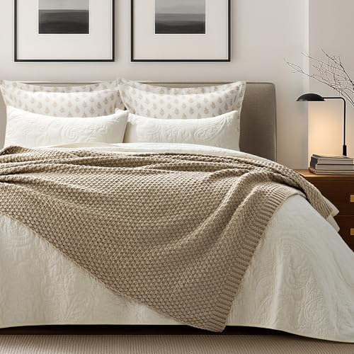 EVERGRACEHOME Chunky Chenille Knit Throw Blanket, 50 x 60, Sand Dune - Image 5