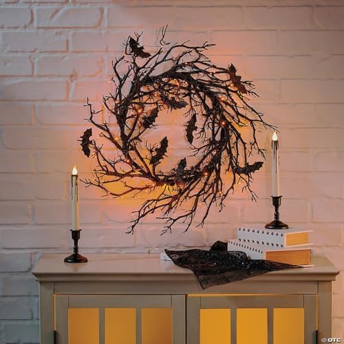 Fun Express 26" Light Up Black Bat Wreath - Image 5