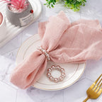 JarThenaAMCS 100Pcs Rose Gold Pearl Napkin Rings Stretched Pearl Beaded Napkin Holder Buckles Pearls Rhinestone Dinner Table Ring for Wedding Birthday Valentine's Day, 1.6 Inch - Image 4