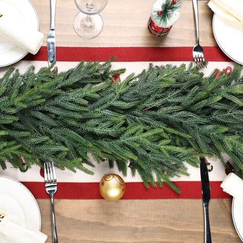 Artgar 12Ft (2 * 6ft) Christmas Pine Garland, 2 Pcs Real Touch Pine Garland - Image 6