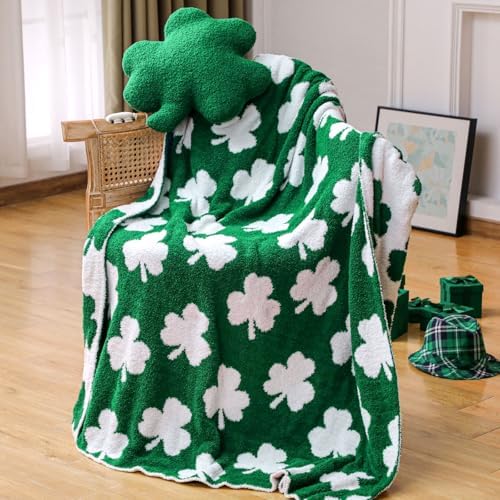 FuWeave 2 Pcs St. Patrick's Day Shamrock Blanket and Pillow Set, 50 x 60 in - Image 5