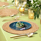 Natural Jute Placemat Set of 4 - Round 13 Inch Decorative Reversible Braided Hand Woven Charger for Dinner Table Décor Farmhouse Christmas Wedding Family Gathering Party and Everyday Use - Image 3