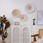 Deosur 3PCS Boho Wall Basket Decor – Handmade Bulrush Woven Tray Baskets for Wall Hanging, Rustic Farmhouse Wall Art for Living Room & Bedroom (White) - Image 3