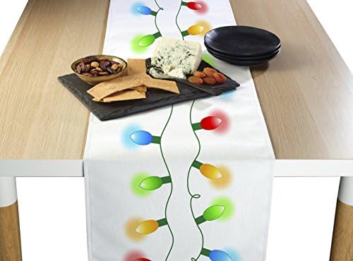 Christmas Table Runners | Holiday Lights Table Runner | Winter Decorations for Home | Festive Holiday Christmas Decor Kitchen Dining Table Runner | Made in The USA | 14" x 108" Long by FabricTextileProductsInc