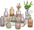 Glasseam Glass Bud Vases for Flowers: 10Pcs Amber Vintage Small Vases Set by Glasseam
