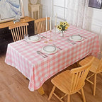 Cupuamon 2 Pack Waterproof Polyester Fabic Rectangle Checkered Tablecloth，60x120 Outdoor Table Cloth，Oil Stain Prevention Table Cloth for Pinics and Parties（Pink and White） by Cupuamon