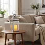 JHY DESIGN Silver Decorative Lanterns 12.5''High Stainless Steel Candle Lanterns with Tempered Glass for Indoor Outdoor Events Parities and Weddings Vintage Style Hanging Lamps - Image 6