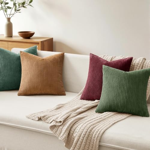 MIULEE Soft Corduroy Decorative Throw Pillow Covers Christmas Green 22x22 - Image 6