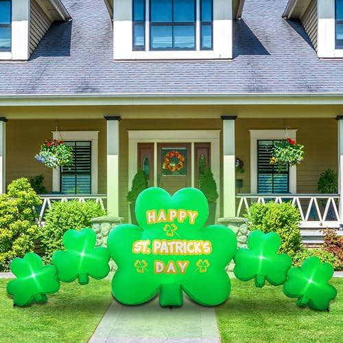10.5FT Length St. Patricks Inflatables Shamrocks Built in Flash LED Lights for St. Patricks Day Blow Up Yard Outdoor Indoor Lawn Garden Decorations - Image 6