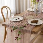 6Pcs Dusty Pink Cheesecloth Table Runner 120 Inches for Home Decorations by KEKETOARRANGE