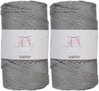 Makromecity Sparkle 2 Skeins of Polypropylene Macrame Cord 3mm x 131 Yards (394 feet) Premium Polyester Macrame Cord for Macrame Art & Crafts for Wall Hangings, Bags, Underplate, Rug by Makromecity
