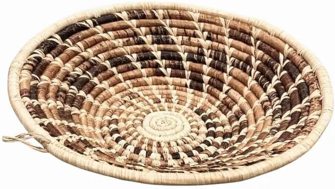 Handwoven African Basket Bowl for Fruits Wall Decor 10in diameter - Image 4