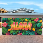 7 * 16FT Summer ALOHA Garage Door Cover Decorations Sunset Palm Trees Garage Door Banner for Outdoor Indoor Summer Party Photography Backdrop - Image 5