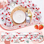Mindsoft 3 Pcs Strawberry Table Runner, 10ft Tablecloth Strawberry Party Decorations Gauze Embroidery Tulle Lace Runner, for Table Wedding Birthday Bridal Baby Shower Holiday Dining Decor DIY - Image 6