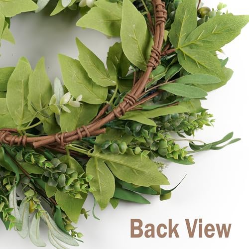 HomeKaren Wreaths for Front Door 22", Door Spring Wreath with Eucalyptus Olive Boxwood Leaves, Greenery Wreath Door Decoration for Spring Summer All Season Home and Outdoor - Image 4