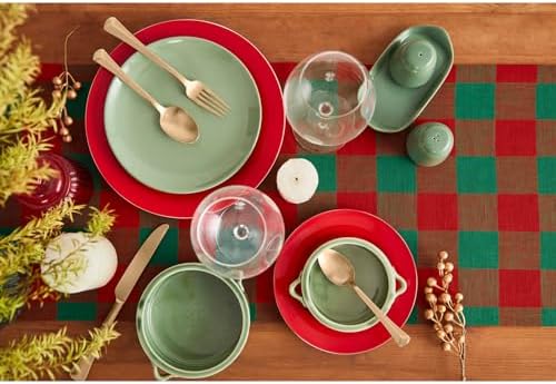 Solino Home 100% Pure Linen Table Runner, 14 x 72 in, Red and Green Check - Image 3