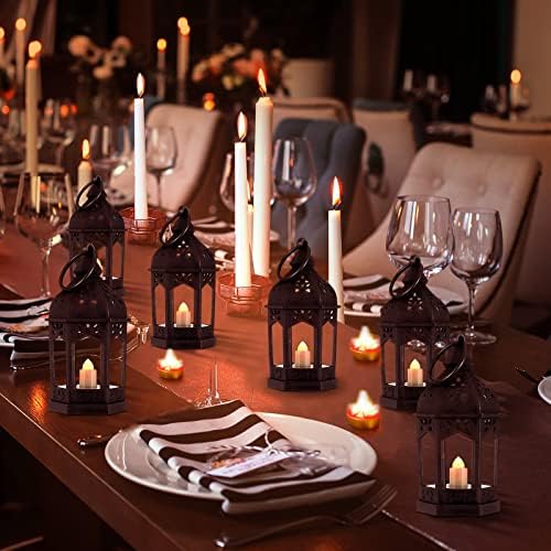 Hortsun 24 Pcs Mini Halloween Lantern Centerpiece with LED Candle,Black - Image 3