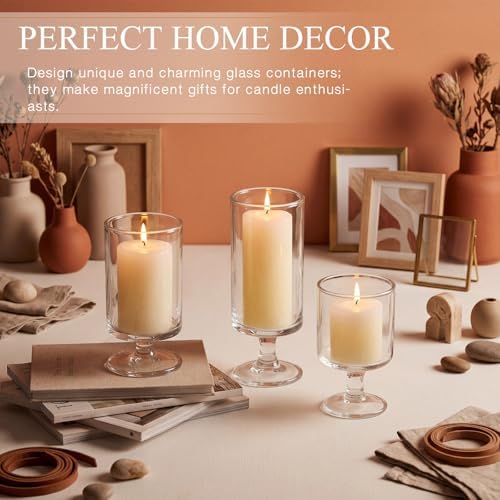 Conelist 24 Pcs White Pillar Candles with Clear Glass Hurricane Holders - Image 5