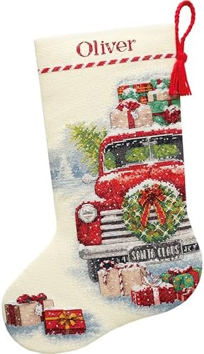 Whimsical Dimensions Counted Cross Stitch Kit Santa's Truck Stocking - 16"(1 Pc.) - Christmas Stocking, DIY Gift for Loved Ones, Ideal for Festive Events - Image 6
