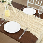12 Pack Ivory Cream Cheesecloth Table Runner 120 Inch Boho Wedding Decor - Image 7