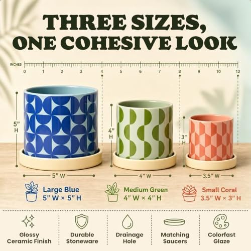 Original Earthlings Ceramic Plant Pots, Indoor Planters - Set of 3 - Image 5