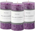 3x6 Inch Purple Pillar Candles Set of 3 - Hand-Poured Unscented Candles, Long Clean Burning, Large Big Candle, Smokeless Dripless Candle for Dinner Table, Wedding, Home, Bathroom, Advent Decor by MiraScents